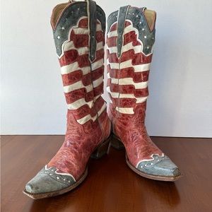 CORRAL A2515 ladies leather American Flag  western cowboy boots snip toe sz 7